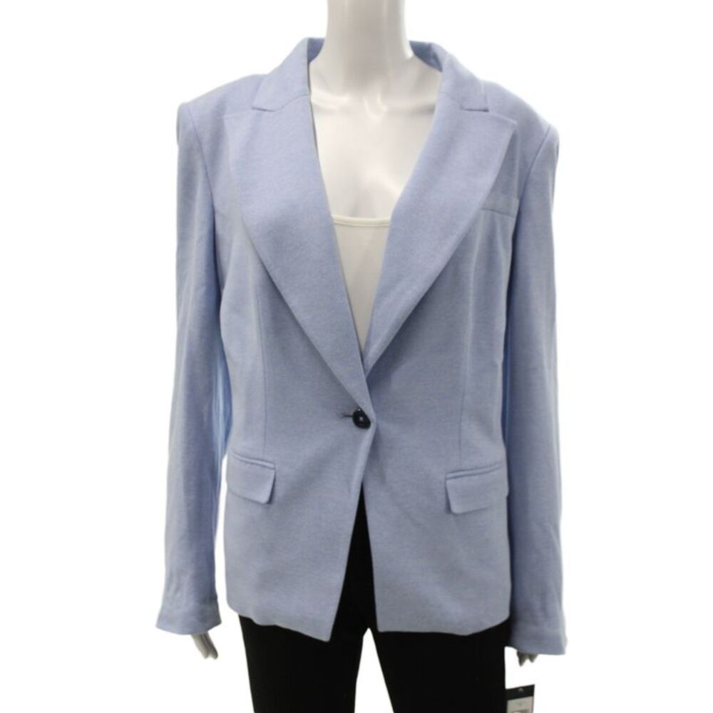Tommy Hilfiger Womens 100 Percent Cotton Dotted Blazer Blue Size 16